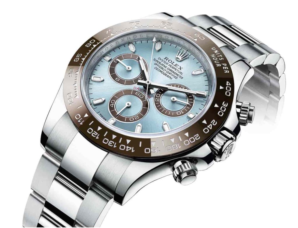 جنس انواع ساعت مچی (جنس بند، قاب و بدنه) 3 Rolex_Cosmograph_Daytona_Platinum_angle_LG (1)-min